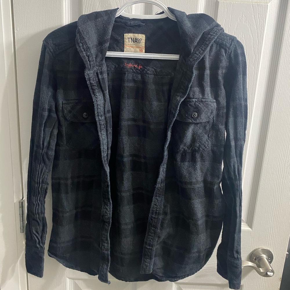 Aritzia TNA Boyfriend Fit Grey Flannel with Hood EUC